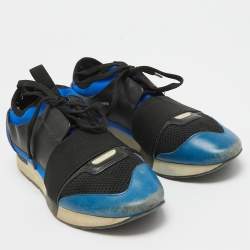 Balenciaga Multicolor Leather and Mesh Race Runner Sneakers Size 39