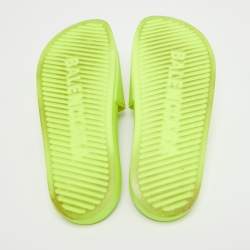 Pre Owned Balenciaga Light Green Rubber Pool Slide Flats Size 40