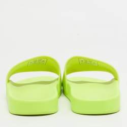 Pre Owned Balenciaga Light Green Rubber Pool Slide Flats Size 40