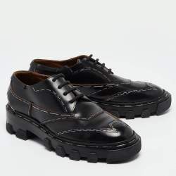 Balenciaga Black Leather Topstitch Derby Size 36