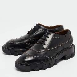 Balenciaga Black Leather Topstitch Derby Size 36