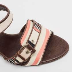 Balenciaga Multicolor Stripes Canvas Ankle Strap Sandals Size 41