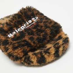 Balenciaga Brown/Black Fur Leopard Print Flat Slides Size 39