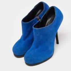Balenciaga Blue Suede Ankle Booties Size 39