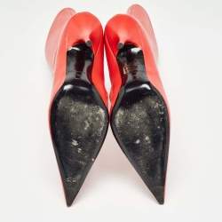 Pre Owned Balenciaga Red Leather Knife Midcalf Boots Size 39