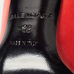 Pre Owned Balenciaga Red Leather Knife Midcalf Boots Size 39
