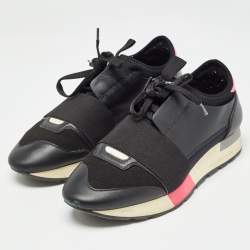 Balenciaga Black Leather Race Runner Sneakers Size 36