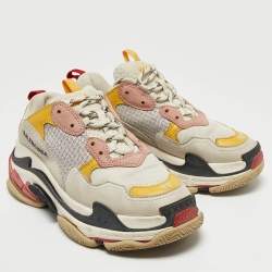 Pre Owned Balenciaga Multicolor Mesh and Nubuck Triple S Sneakers Size 39