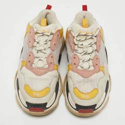 Pre Owned Balenciaga Multicolor Mesh and Nubuck Triple S Sneakers Size 39