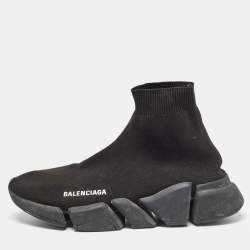 Pre Owned Balenciaga Black Knit Fabric Speed Trainer Sneakers Size 39