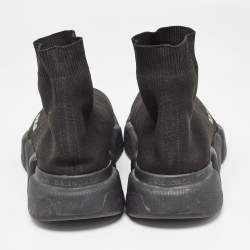 Pre Owned Balenciaga Black Knit Fabric Speed Trainer Sneakers Size 39