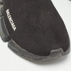 Pre Owned Balenciaga Black Knit Fabric Speed Trainer Sneakers Size 39