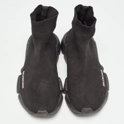 Pre Owned Balenciaga Black Knit Fabric Speed Trainer Sneakers Size 39