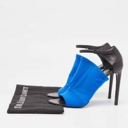 Balenciaga Blue/Black Neoprene and Leather Glove Sandals Size 38.5