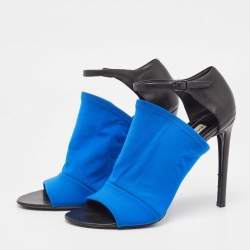 Balenciaga Blue/Black Neoprene and Leather Glove Sandals Size 38.5