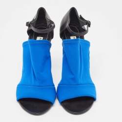 Balenciaga Blue/Black Neoprene and Leather Glove Sandals Size 38.5