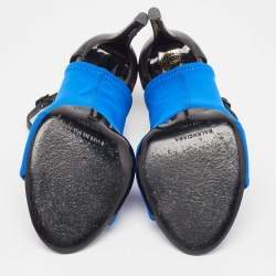 Balenciaga Blue/Black Neoprene and Leather Glove Sandals Size 38.5