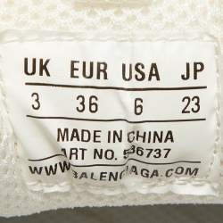 Pre Owned Balenciaga White Logo Print Leather Triple S Sneakers Size 36