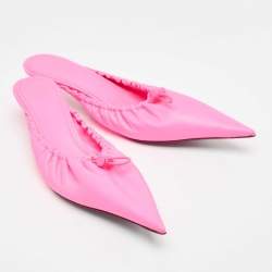 مملوكة مسبقًا Balenciaga Pink Leather Knife Pointed Toe Mules Size 38