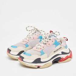 Pre Owned Balenciaga Multicolor Nubuck and Mesh Triple S Sneakers Size 39