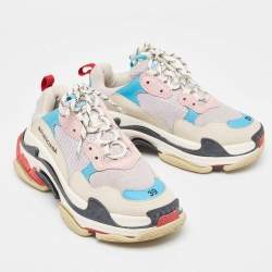 Pre Owned Balenciaga Multicolor Nubuck and Mesh Triple S Sneakers Size 39