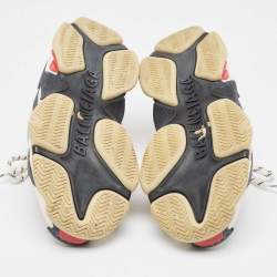 Pre Owned Balenciaga Multicolor Nubuck and Mesh Triple S Sneakers Size 39