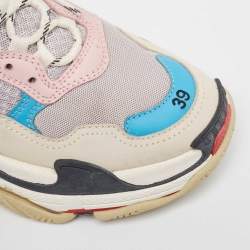 Pre Owned Balenciaga Multicolor Nubuck and Mesh Triple S Sneakers Size 39