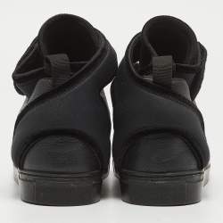 Balenciaga Black Velvet and Leather Velcro Strap High Top Sneakers Size 36