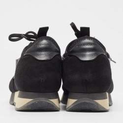 مملوكة مسبقًا Balenciaga Black Leather Race Runner Sneakers Size 38