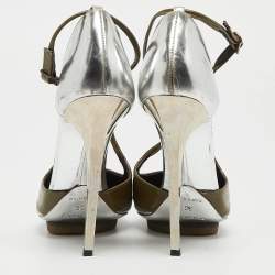 Pre Owned Balenciaga Multicolor Patent Leather Ankle Strap Pumps Size 36