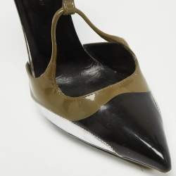 Pre Owned Balenciaga Multicolor Patent Leather Ankle Strap Pumps Size 36