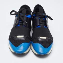 Pre Owned Balenciaga Tricolor Leather,Suede and Mesh Race Runner Sneakers Size 37