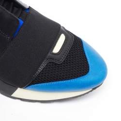 Pre Owned Balenciaga Tricolor Leather,Suede and Mesh Race Runner Sneakers Size 37