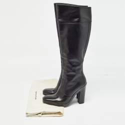 Balenciaga Black Leather Knee Length Boots Size 37