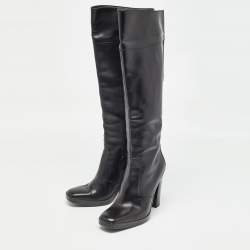 Balenciaga Black Leather Knee Length Boots Size 37