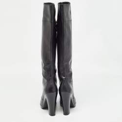 Balenciaga Black Leather Knee Length Boots Size 37