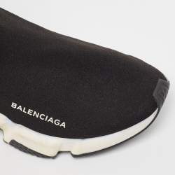 Balenciaga Black Knit Fabric Speed Trainer High Top Sneakers Size 39