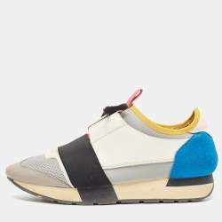 Balenciaga Multicolor Leather and Mesh Race Runner Sneakers Size 38
