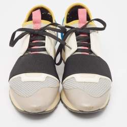 Balenciaga Multicolor Leather and Mesh Race Runner Sneakers Size 38