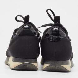 Balenciaga Black Patent Leather and Fabric Race Runner Low Top Sneakers Size 38