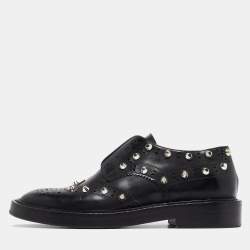 Balenciaga Black Leather Studded Lace Up Oxfords Size 37.5