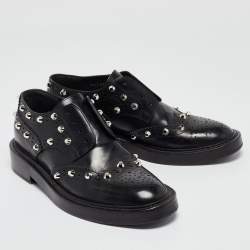 Balenciaga Black Leather Studded Lace Up Oxfords Size 37.5