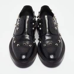 Balenciaga Black Leather Studded Lace Up Oxfords Size 37.5