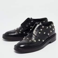 Balenciaga Black Leather Studded Lace Up Oxfords Size 37.5