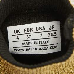Pre Owned Balenciaga Gold Lurex Fabric Speed Trainer Low Top Sneakers Size 37