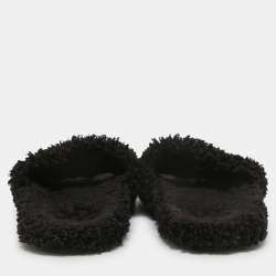 Balenciaga Black Shearing Fur Flat Slides Size 36