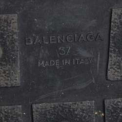 Pre Owned Balenciaga Black Mesh and Textured Leather Race Runner Sneakers Size 37