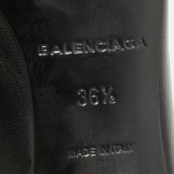Balenciaga Black Leather V Neck Peep Toe Pumps Size 36.5