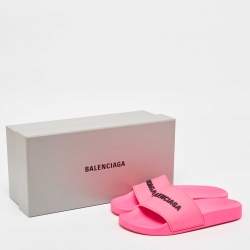 Balenciaga Pink Rubber Pool Flat Slides Size 37