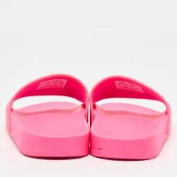 Balenciaga Pink Rubber Pool Flat Slides Size 37